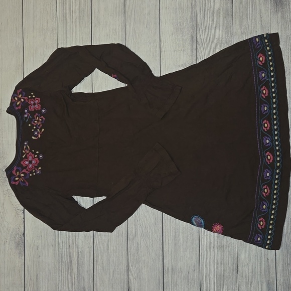 Johnny Was Embroidered Floral Boho Dress Brown Size M - Picture 2 of 9